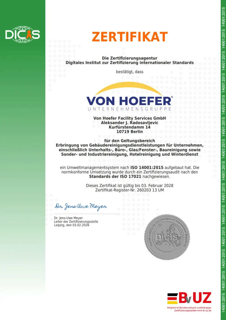 VON HOEFER - Zertifikat